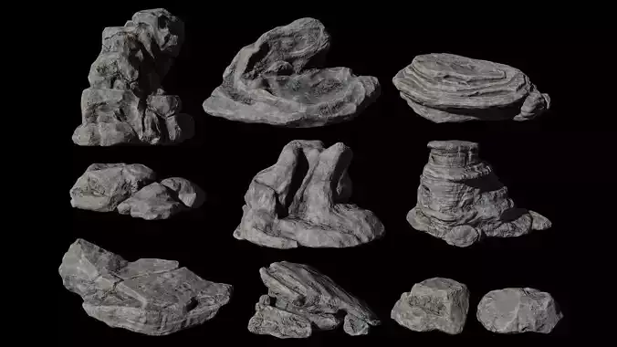 Stone pack Low-poly 3D model