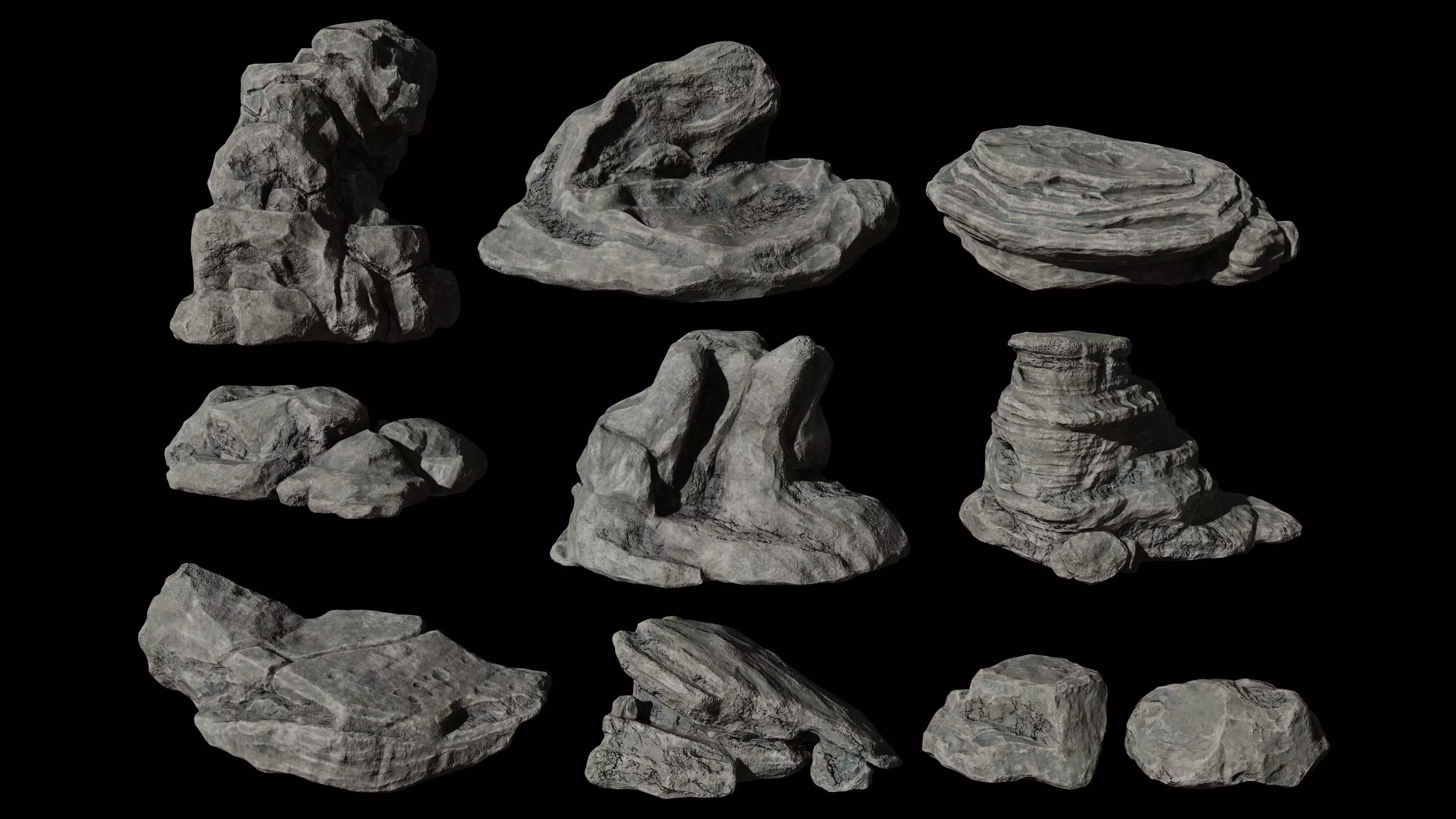 Stone pack Low-poly 3D model_0