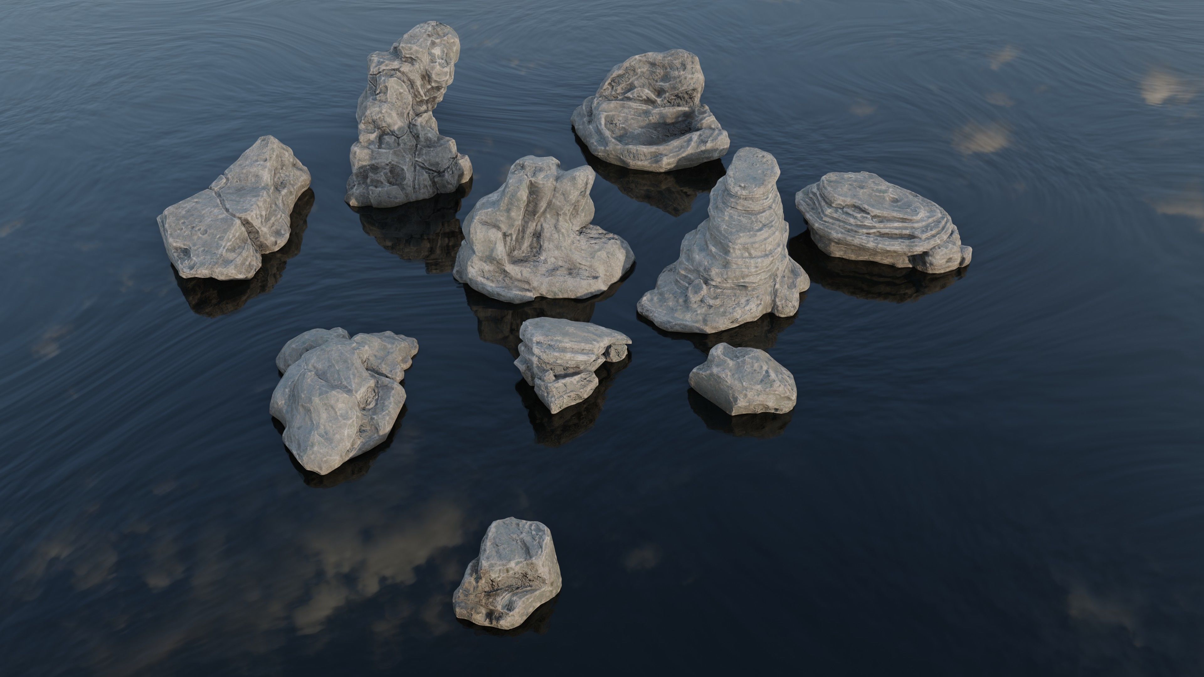Stone pack Low-poly 3D model_7