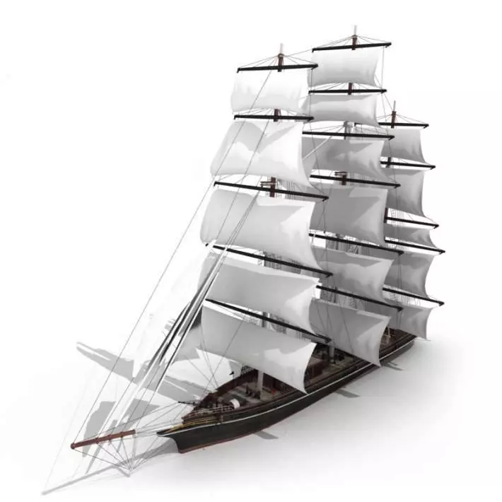 Square Rigged Tall Ship 3D model_0