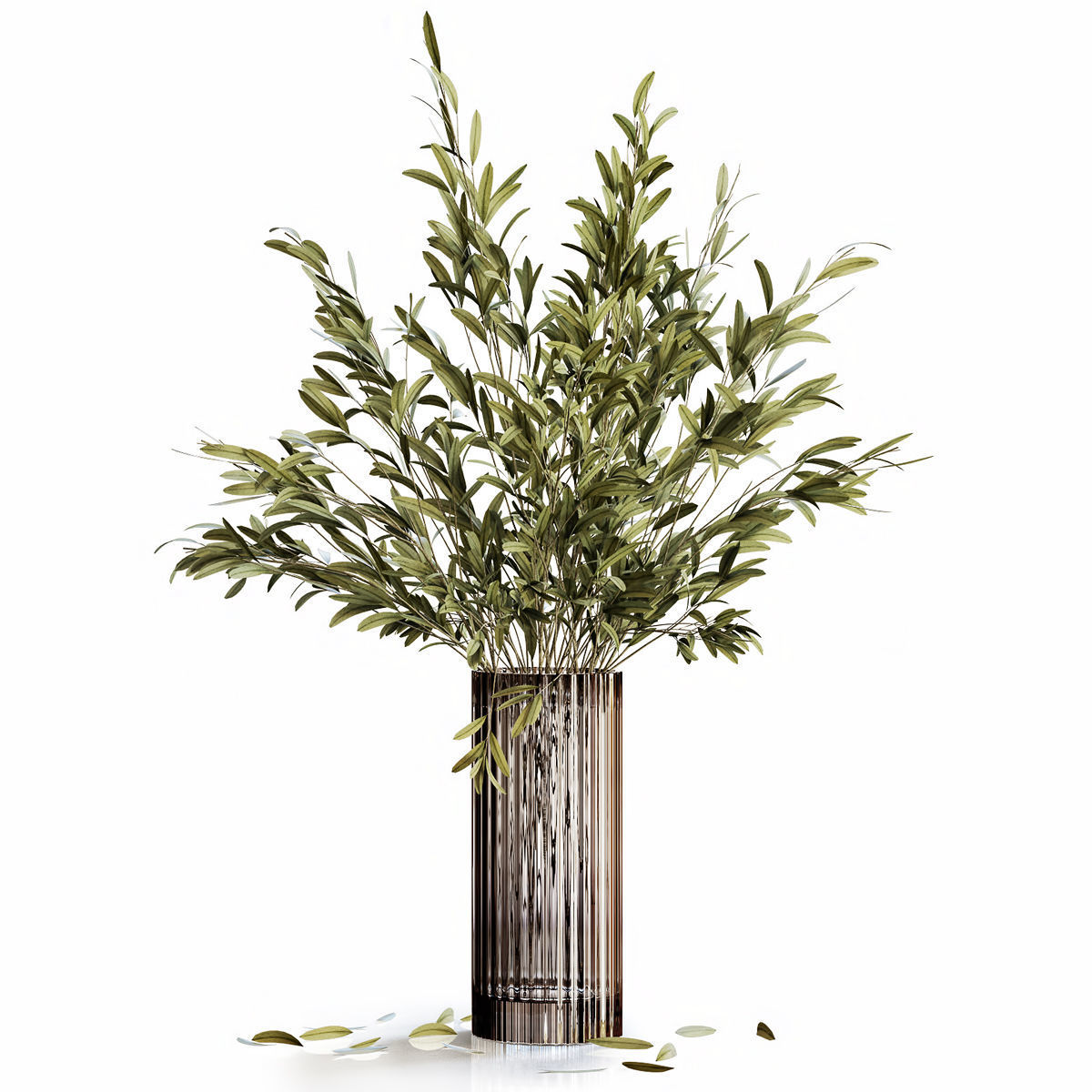 Olive stems in modern vase 3D model_1
