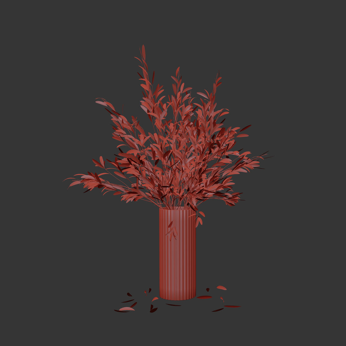 Olive stems in modern vase 3D model_5