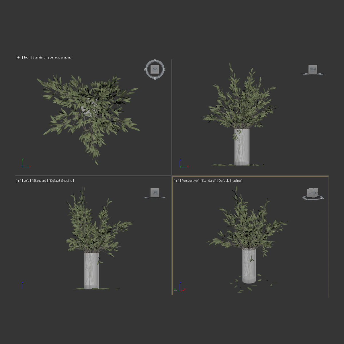 Olive stems in modern vase 3D model_8