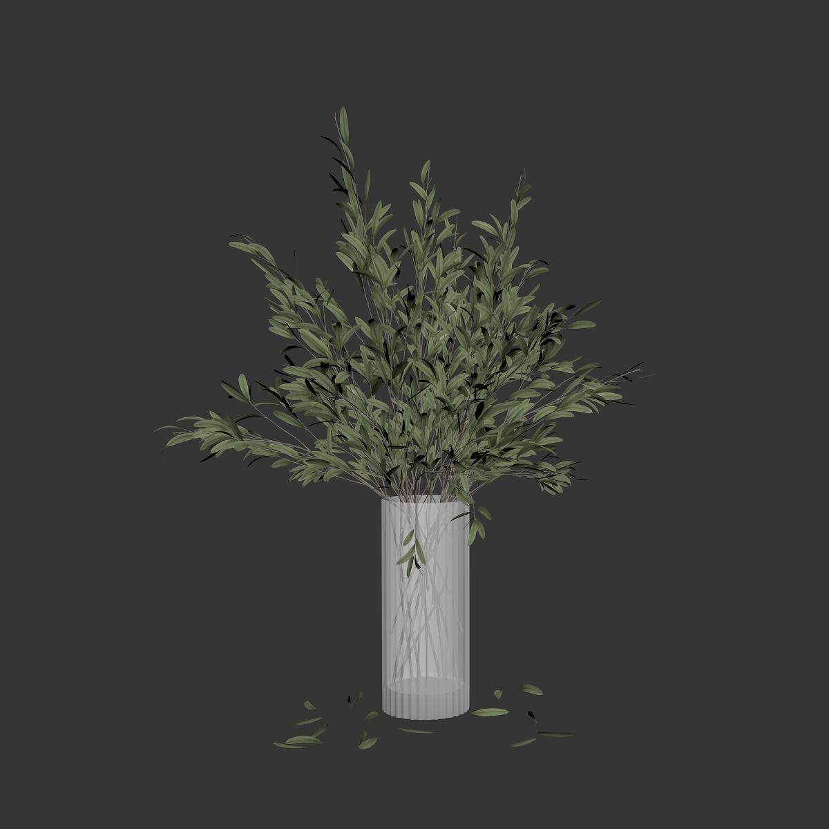Olive stems in modern vase 3D model_4
