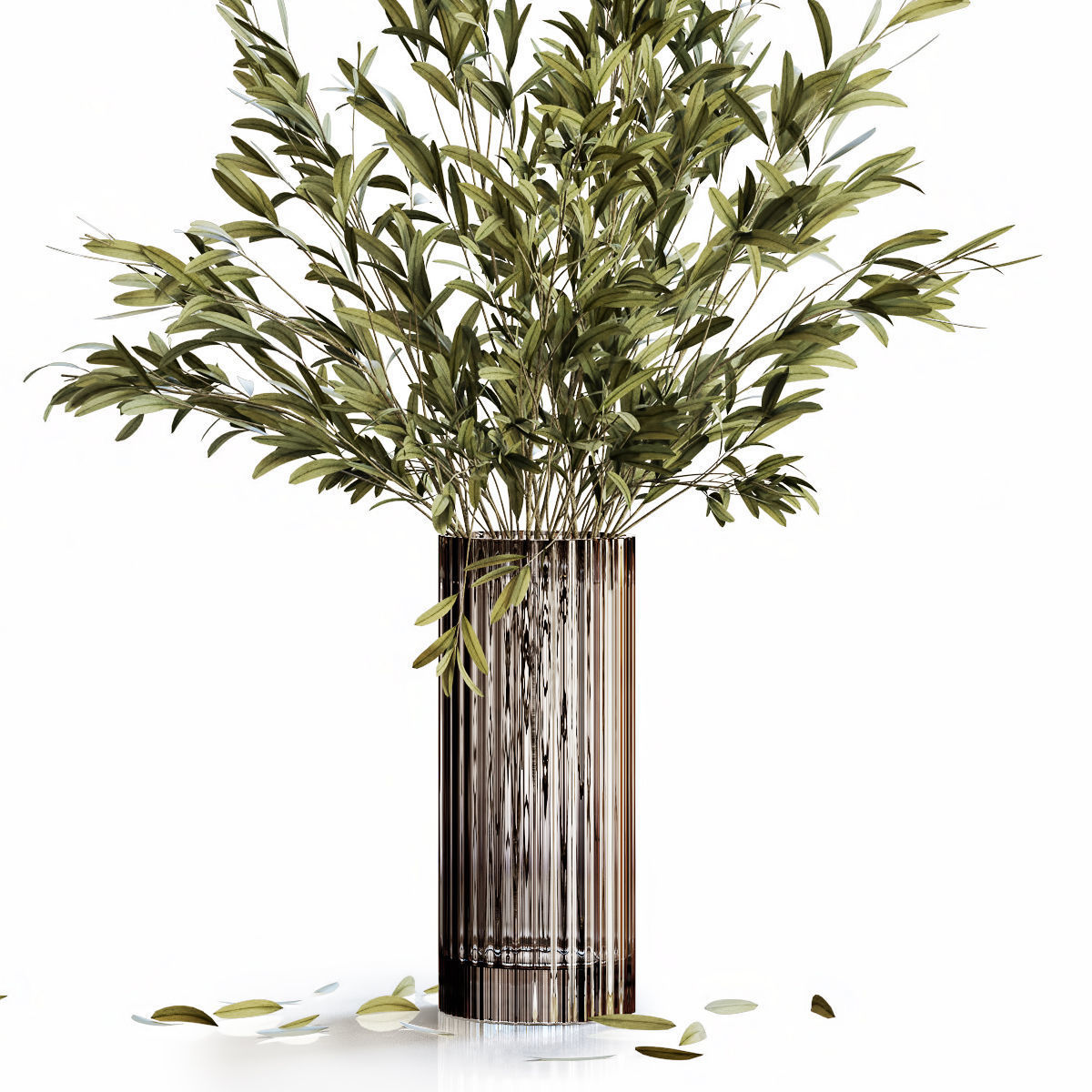 Olive stems in modern vase 3D model_3