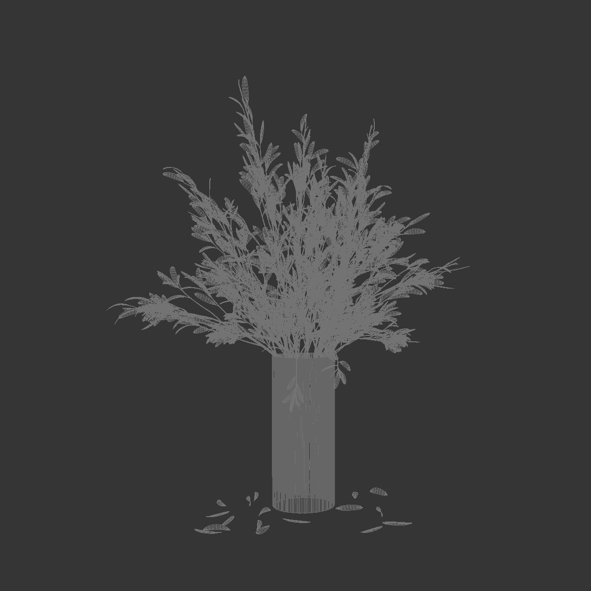 Olive stems in modern vase 3D model_7