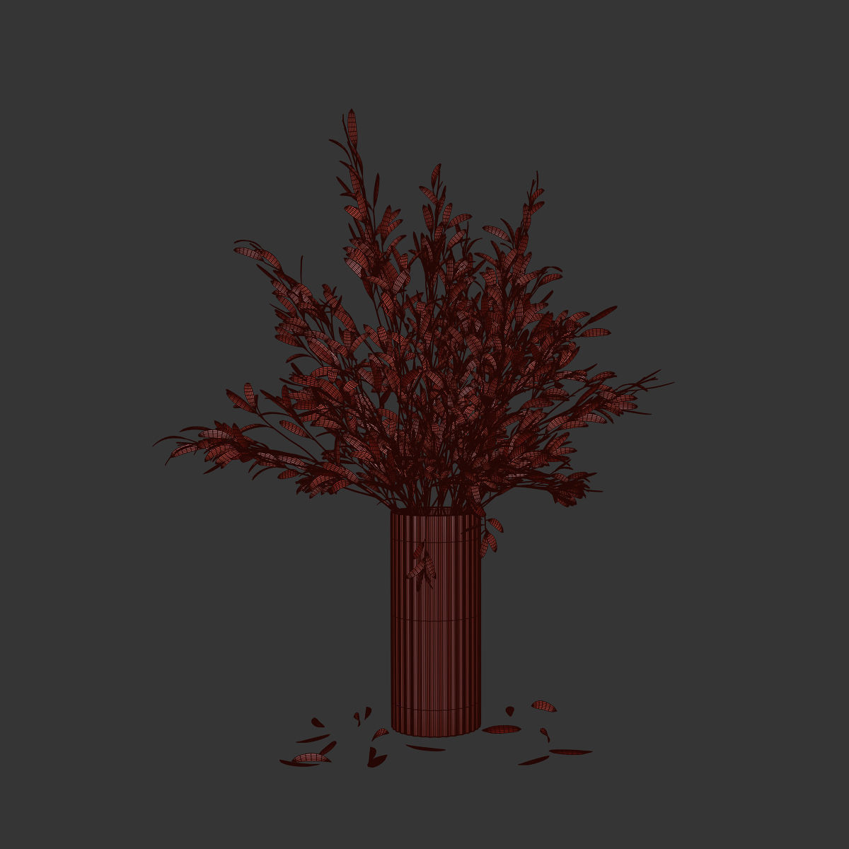 Olive stems in modern vase 3D model_6