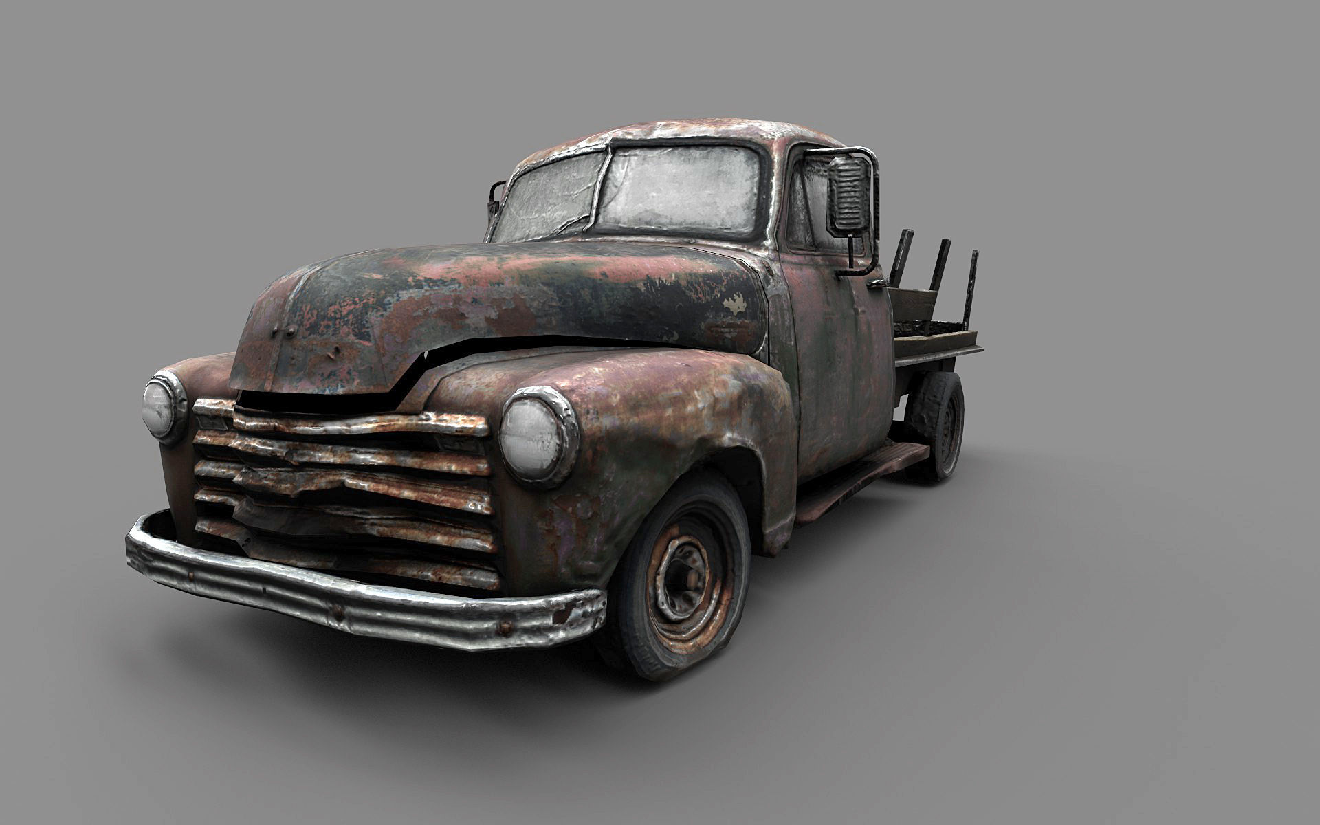 old truck Low-poly 3D model_2