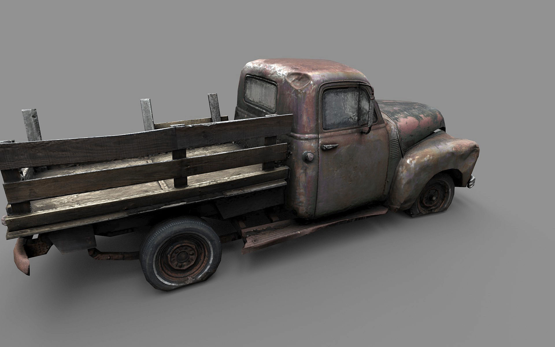 old truck Low-poly 3D model_1