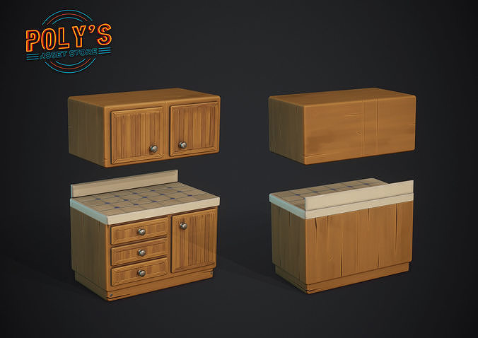 Kitchen Pack - Stylized low poly Low-poly 3D model 7