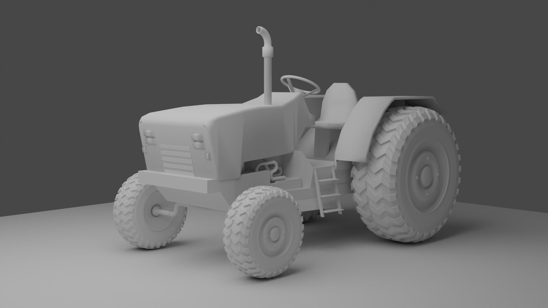 Dirty Farm Tractor Low-poly 3D model_21