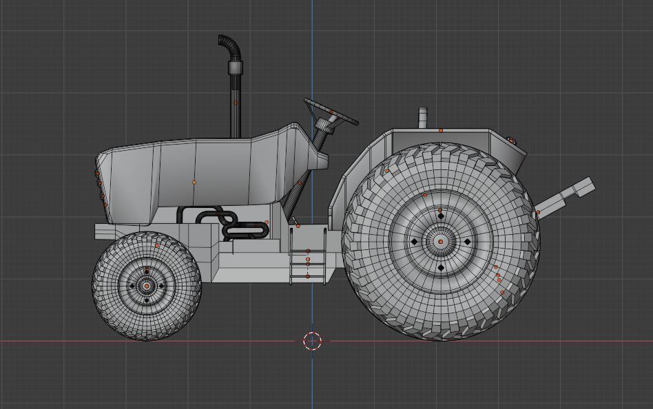 Dirty Farm Tractor Low-poly 3D model_5