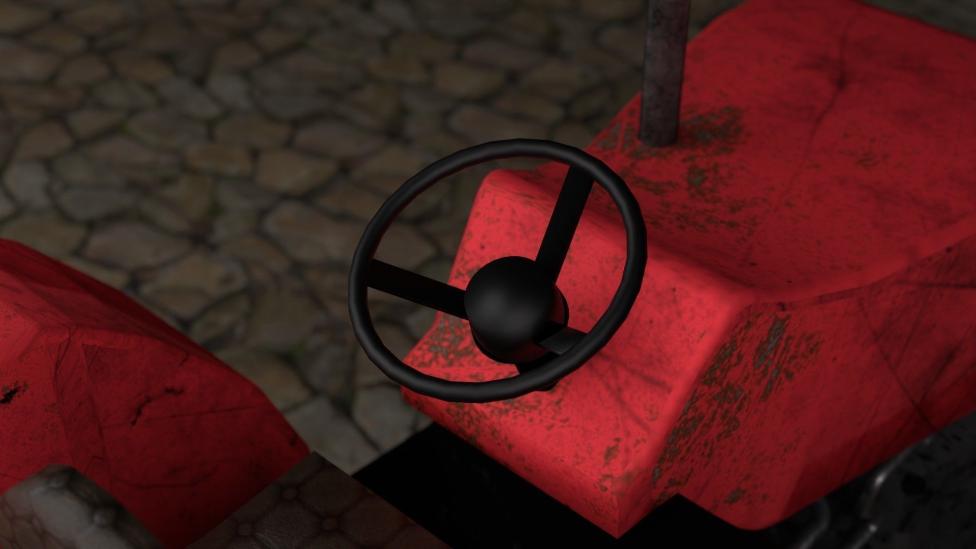 Dirty Farm Tractor Low-poly 3D model_16