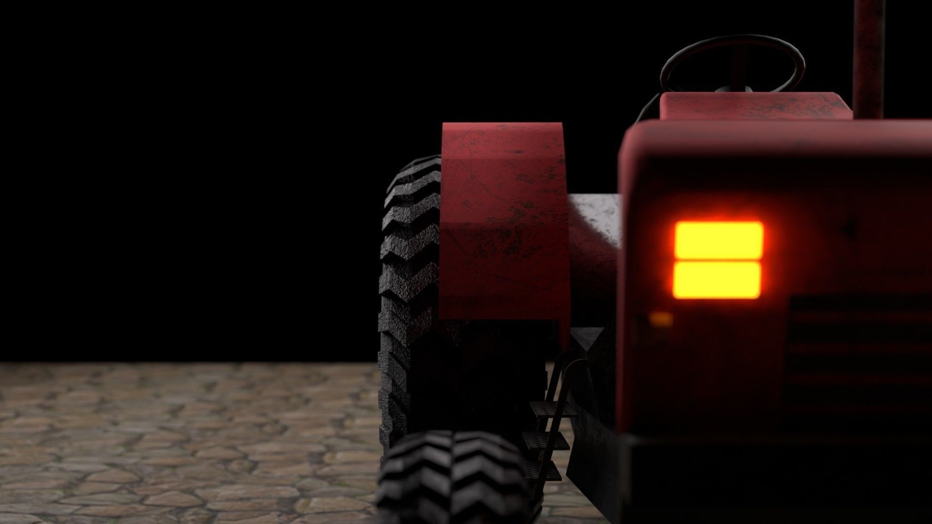 Dirty Farm Tractor Low-poly 3D model_19