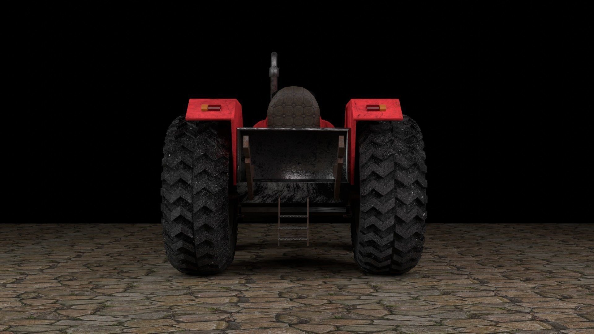 Dirty Farm Tractor Low-poly 3D model_14
