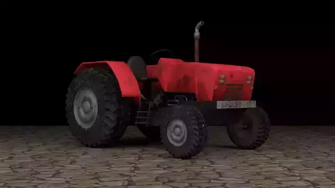 Dirty Farm Tractor Low-poly 3D model