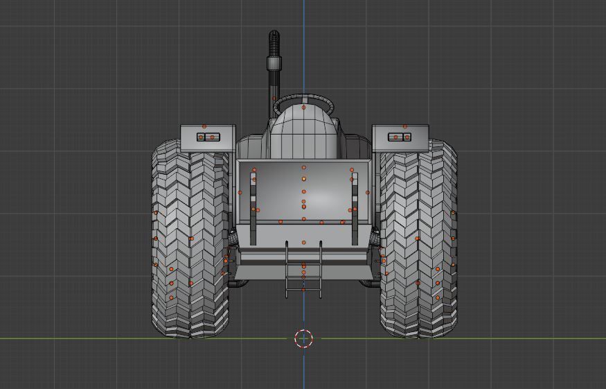 Dirty Farm Tractor Low-poly 3D model_8