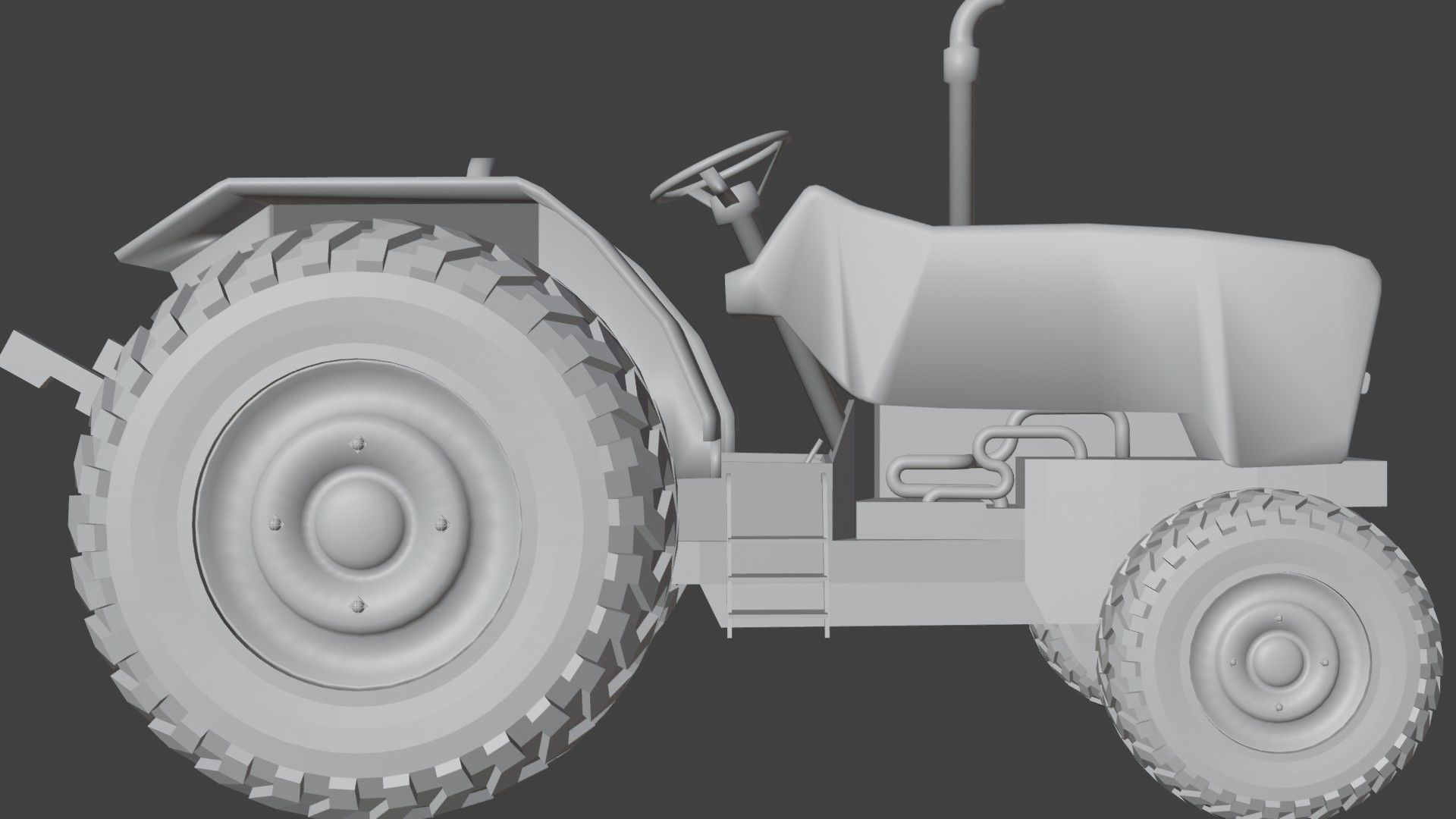 Dirty Farm Tractor Low-poly 3D model_9