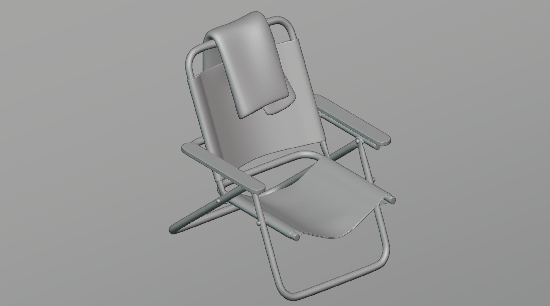 Beach chair with towel 3D model_1