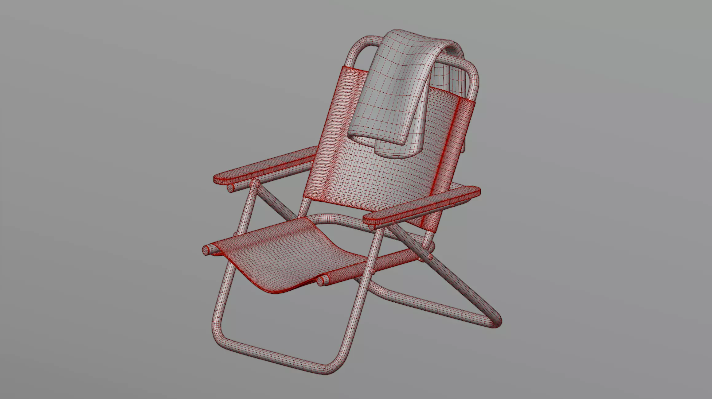 Beach chair with towel 3D model_0