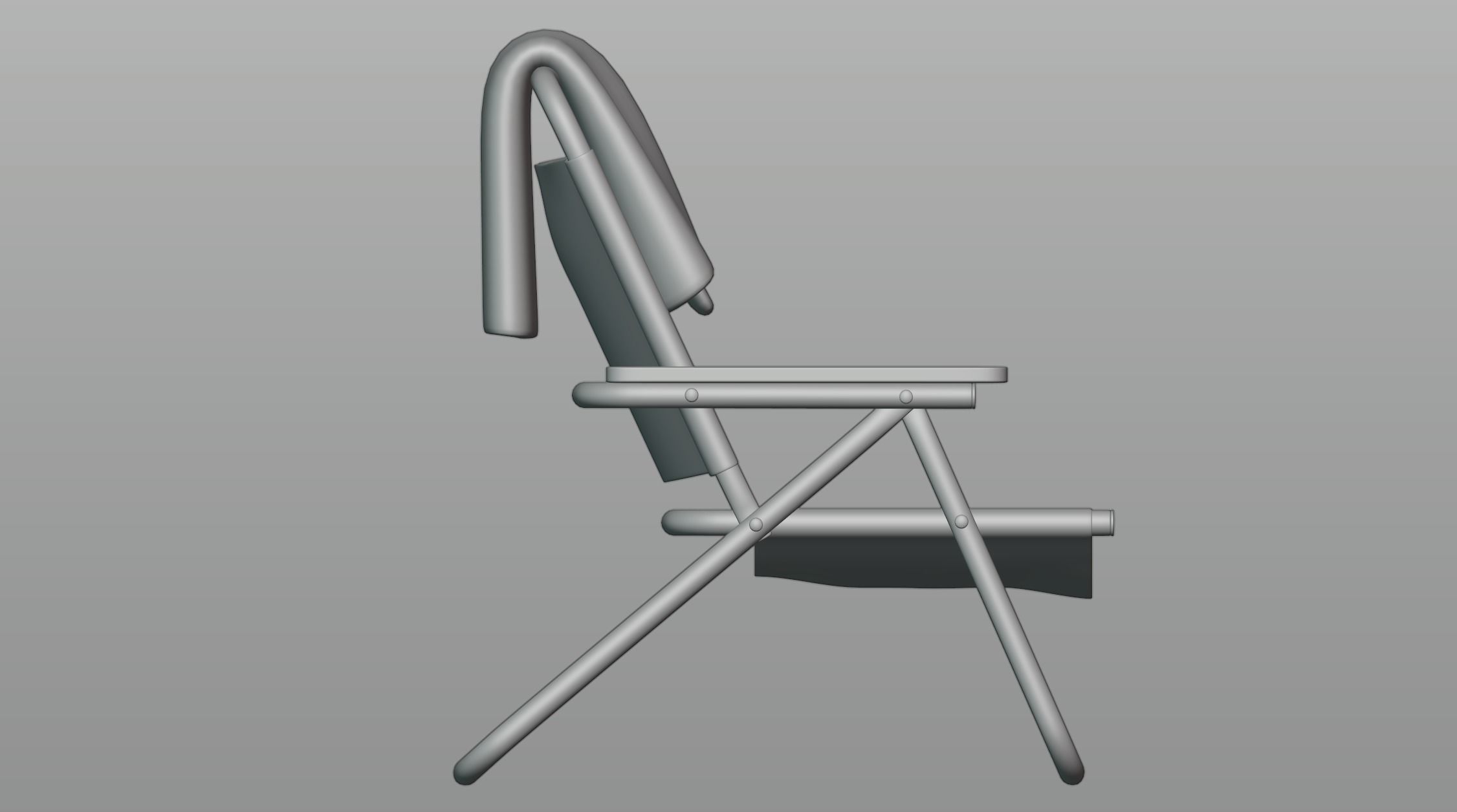 Beach chair with towel 3D model_3