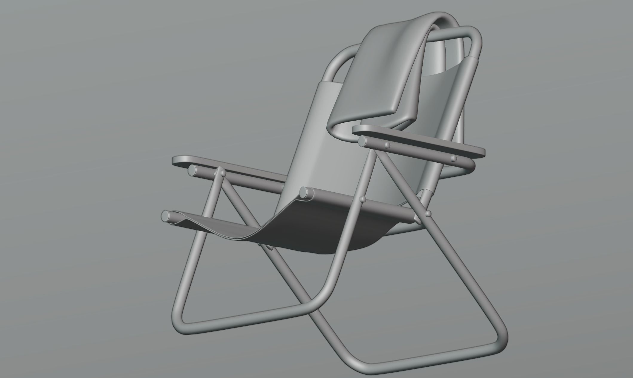 Beach chair with towel 3D model_5