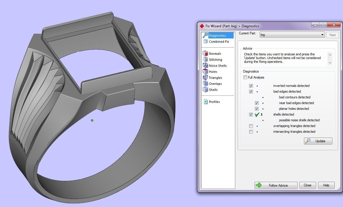 mens ring with black stone and snake Two options 3D print model_10