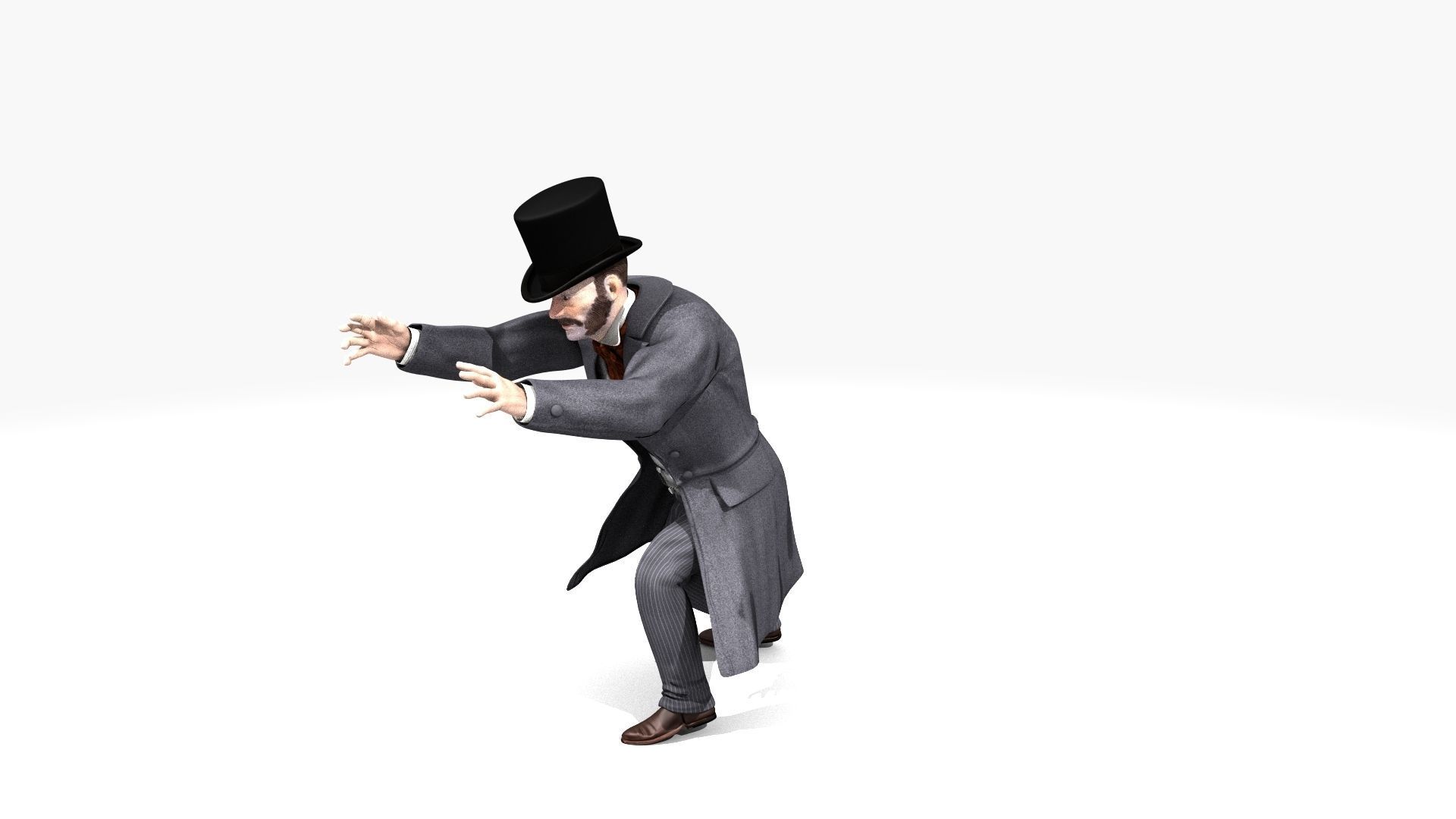 Victorian Gent Wizard - MOCAP Rig and Motion Capture Data Low-poly 3D model_25
