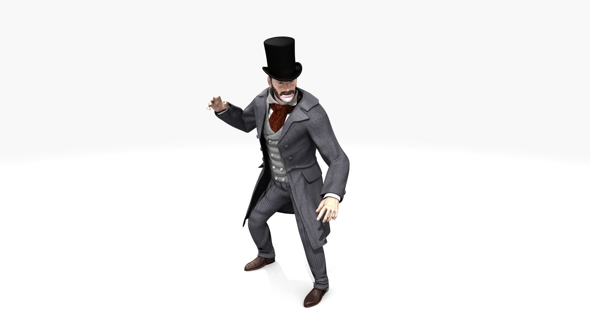 Victorian Gent Wizard - MOCAP Rig and Motion Capture Data Low-poly 3D model_33