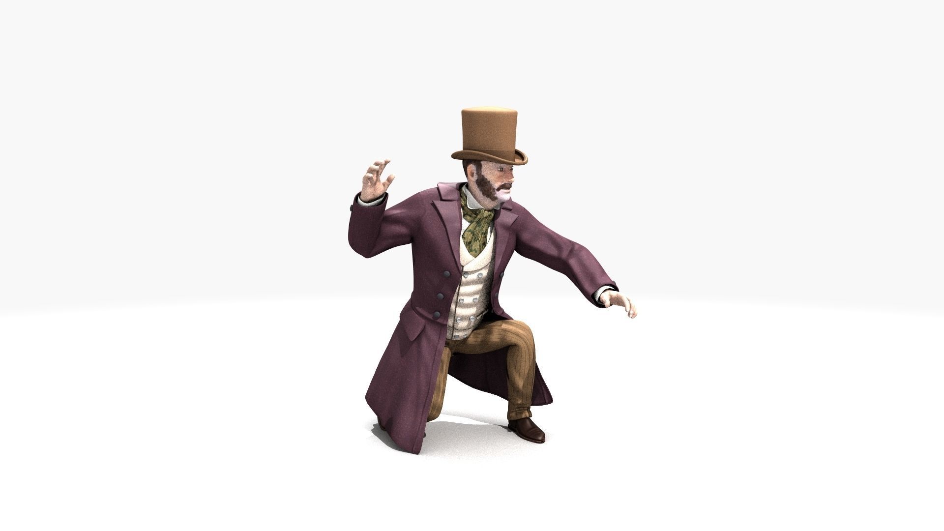 Victorian Gent Wizard - MOCAP Rig and Motion Capture Data Low-poly 3D model_13