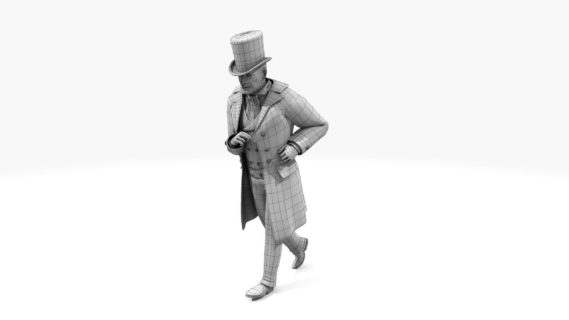 Victorian Gent Wizard - MOCAP Rig and Motion Capture Data Low-poly 3D model_7