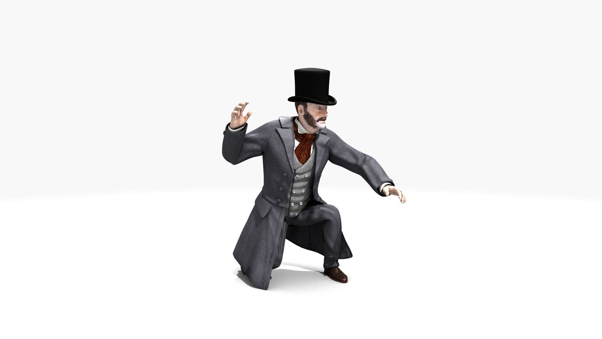 Victorian Gent Wizard - MOCAP Rig and Motion Capture Data Low-poly 3D model_12
