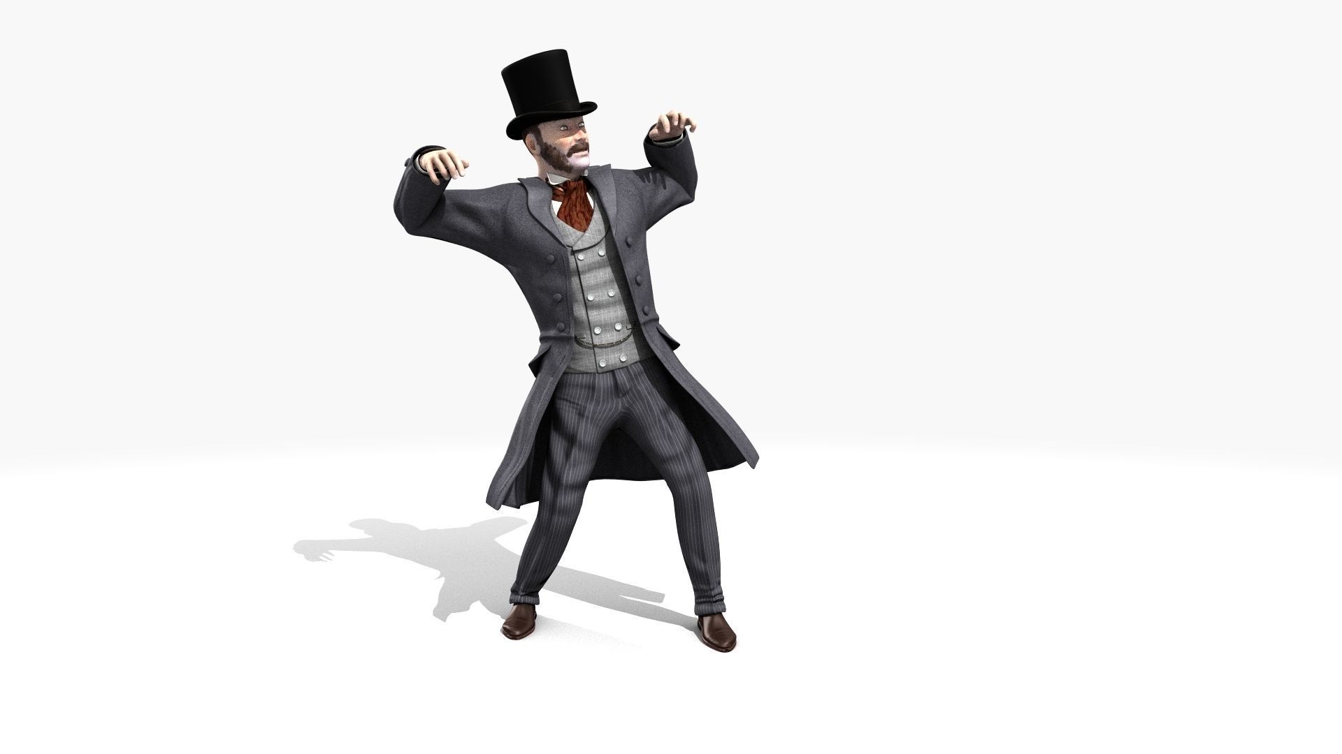 Victorian Gent Wizard - MOCAP Rig and Motion Capture Data Low-poly 3D model_26