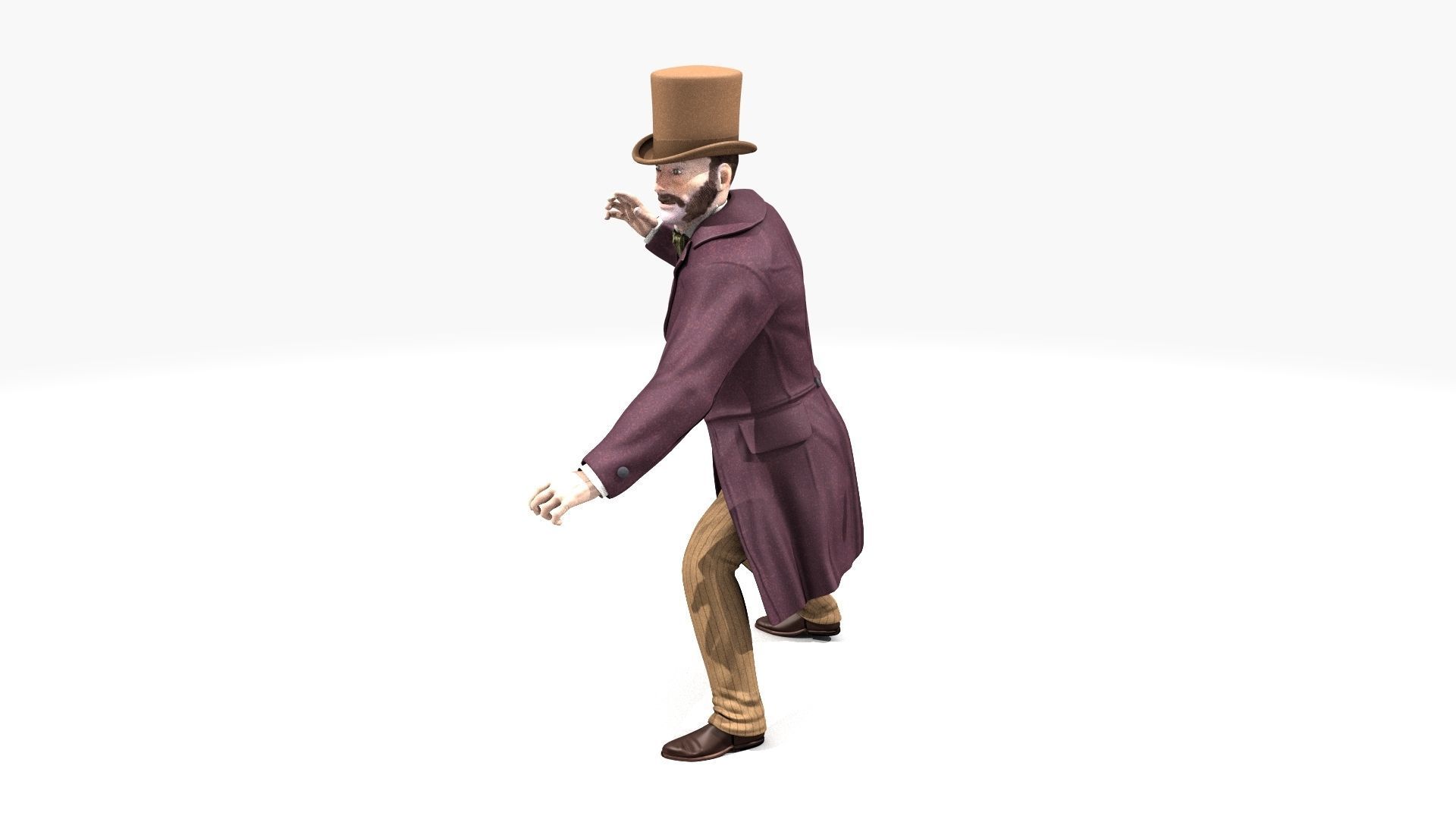 Victorian Gent Wizard - MOCAP Rig and Motion Capture Data Low-poly 3D model_16