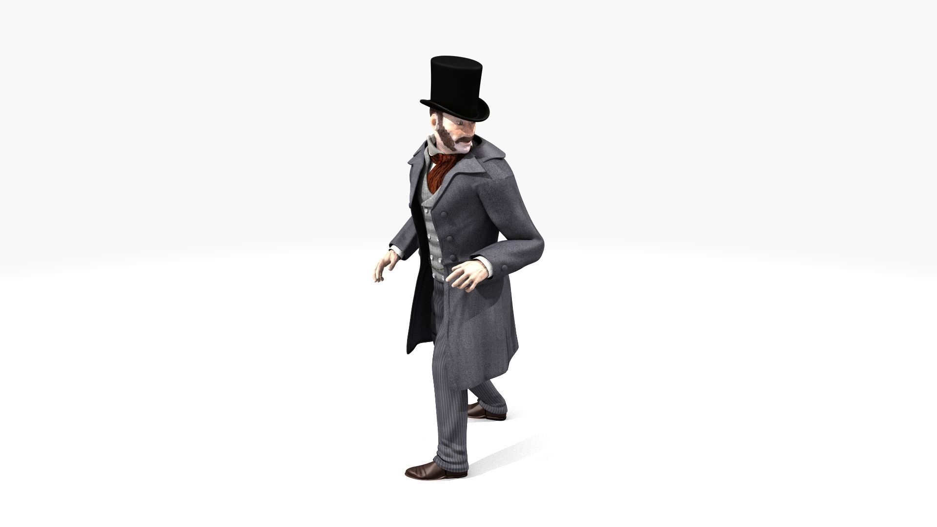 Victorian Gent Wizard - MOCAP Rig and Motion Capture Data Low-poly 3D model_32