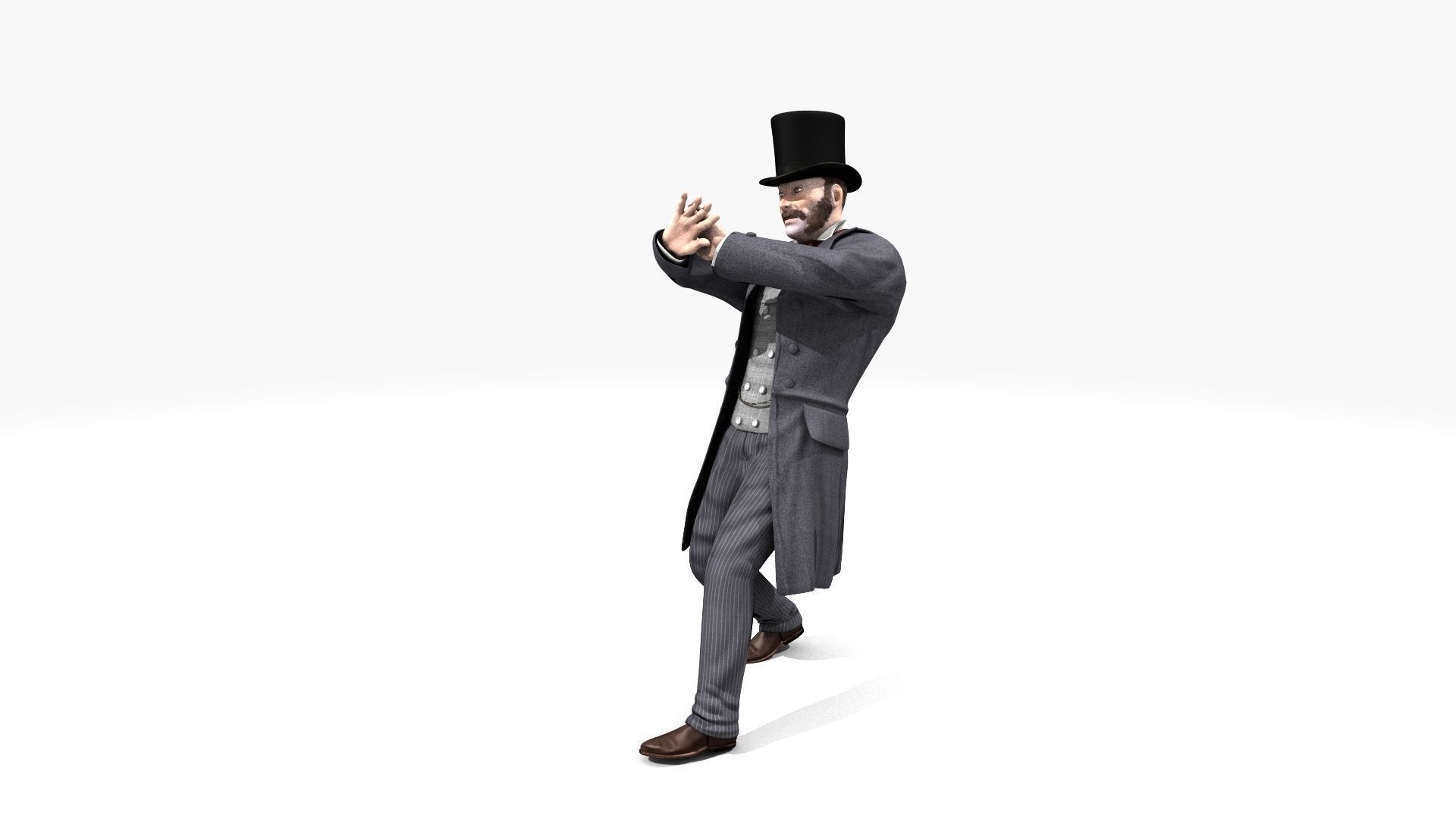 Victorian Gent Wizard - MOCAP Rig and Motion Capture Data Low-poly 3D model_28