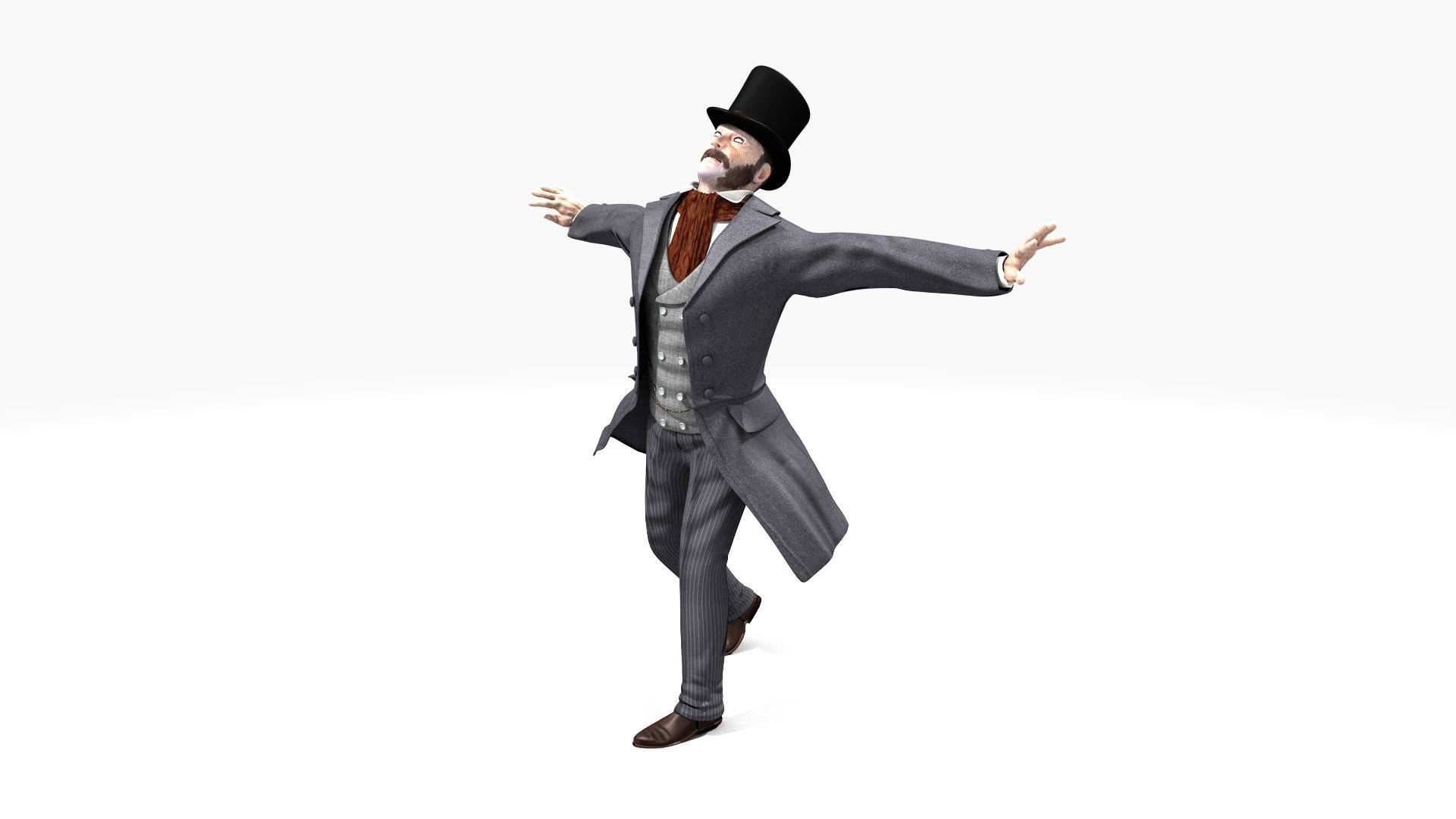 Victorian Gent Wizard - MOCAP Rig and Motion Capture Data Low-poly 3D model_24