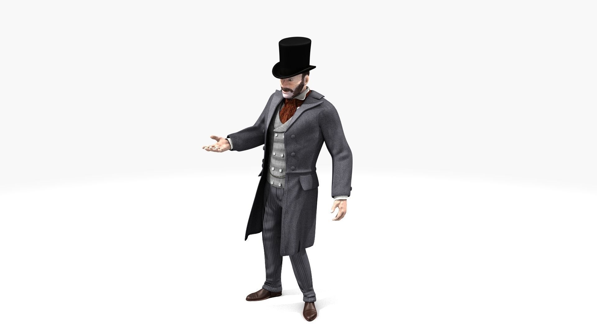 Victorian Gent Wizard - MOCAP Rig and Motion Capture Data Low-poly 3D model_36