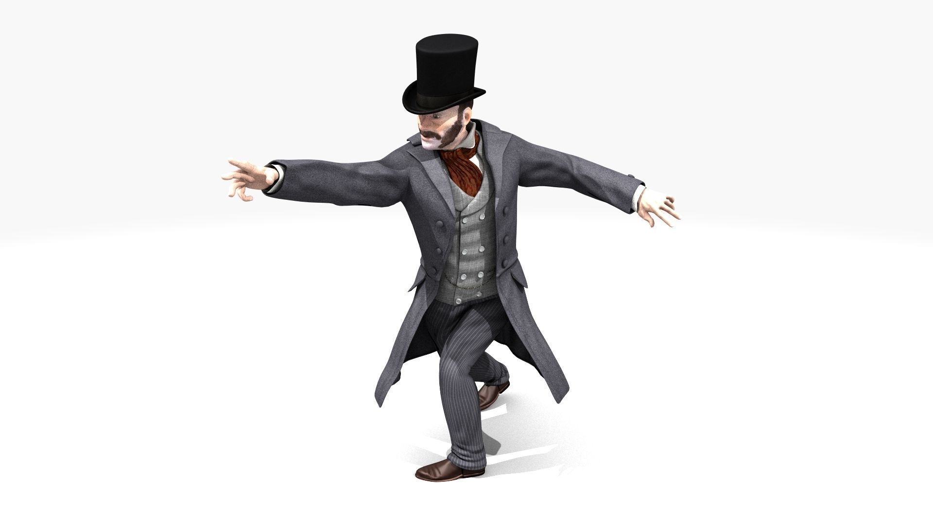 Victorian Gent Wizard - MOCAP Rig and Motion Capture Data Low-poly 3D model_20
