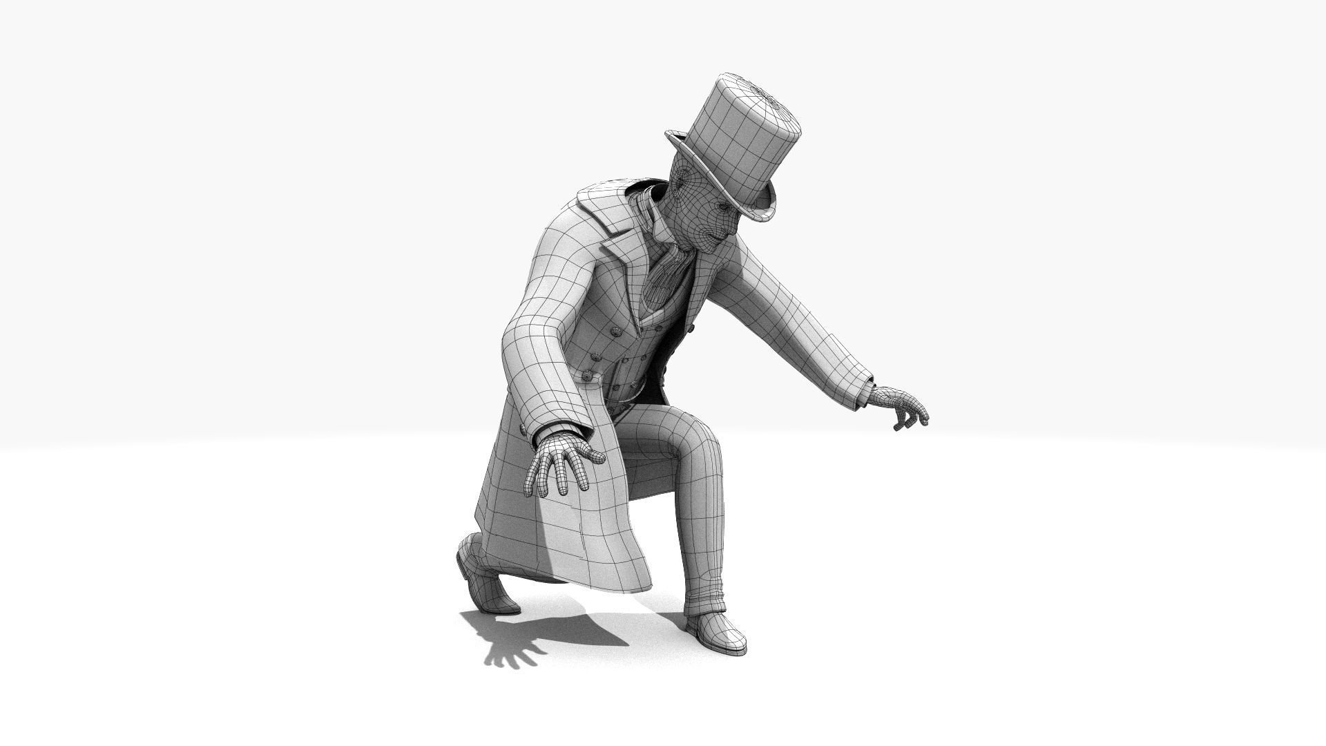 Victorian Gent Wizard - MOCAP Rig and Motion Capture Data Low-poly 3D model_23