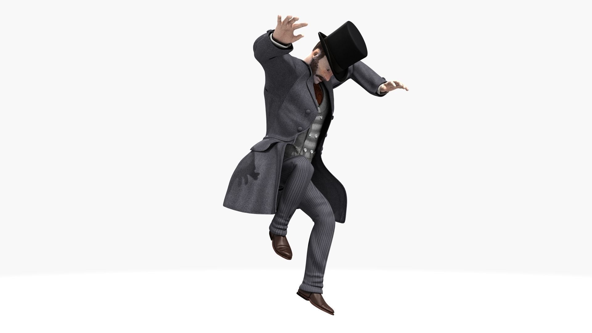 Victorian Gent Wizard - MOCAP Rig and Motion Capture Data Low-poly 3D model_9