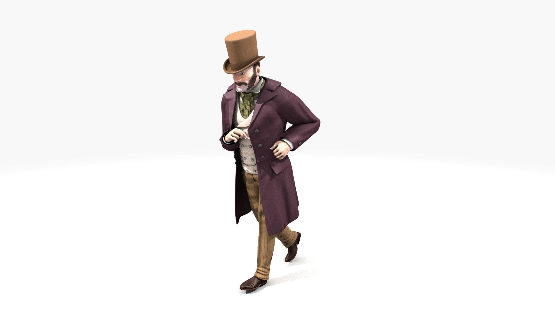 Victorian Gent Wizard - MOCAP Rig and Motion Capture Data Low-poly 3D model_6