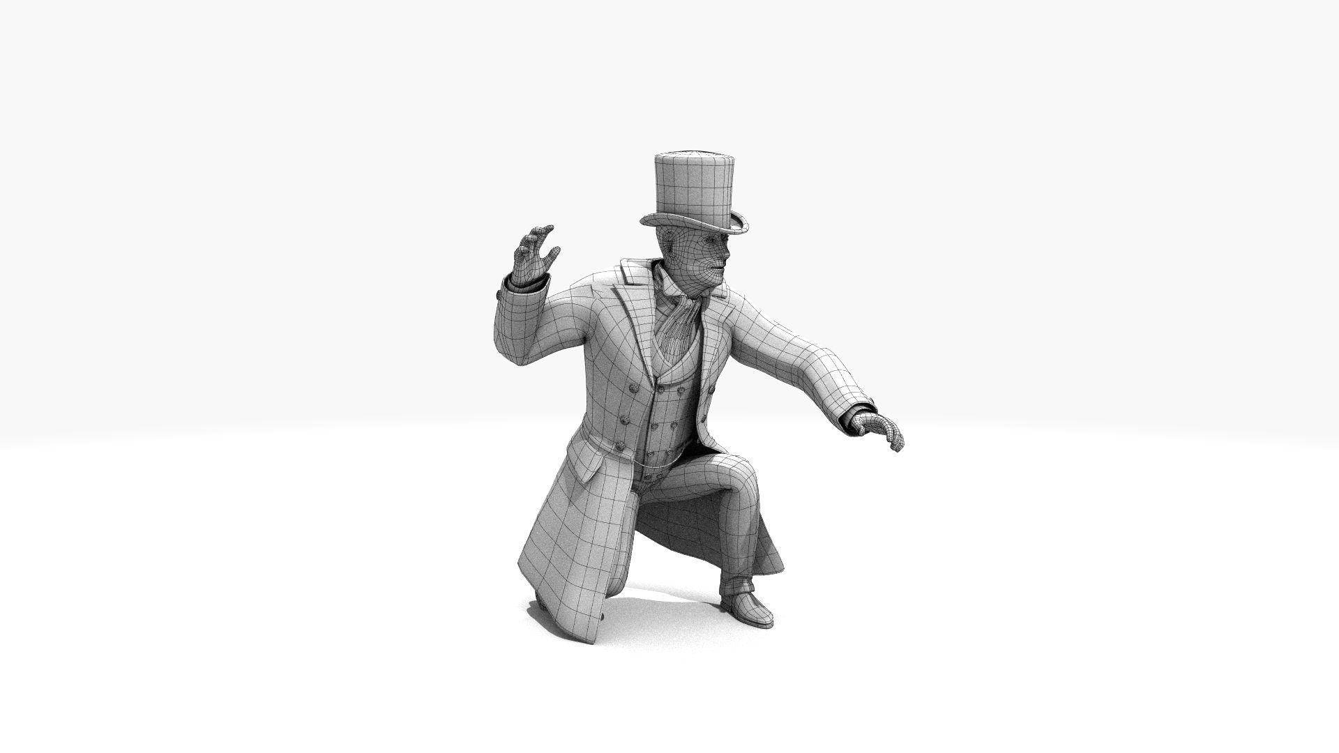 Victorian Gent Wizard - MOCAP Rig and Motion Capture Data Low-poly 3D model_14