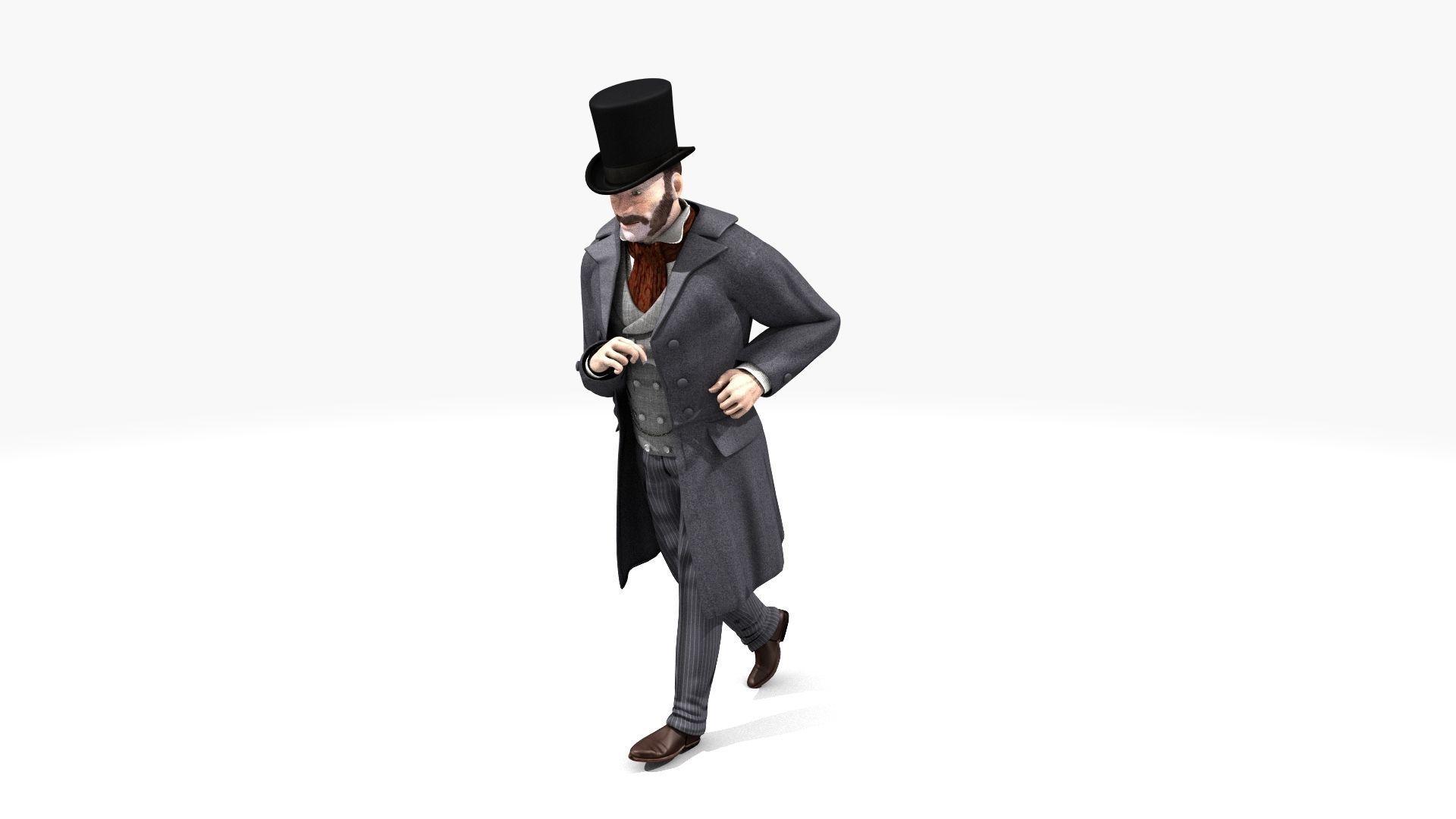Victorian Gent Wizard - MOCAP Rig and Motion Capture Data Low-poly 3D model_8