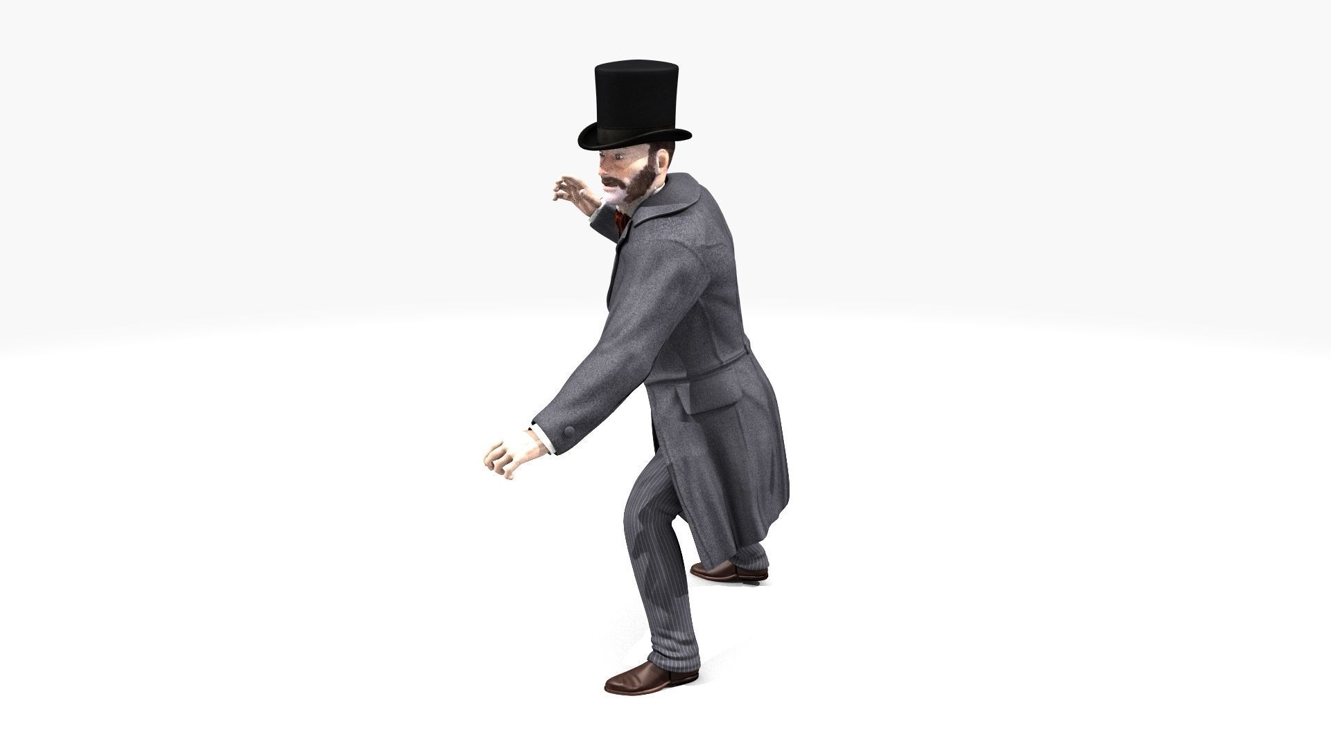 Victorian Gent Wizard - MOCAP Rig and Motion Capture Data Low-poly 3D model_15