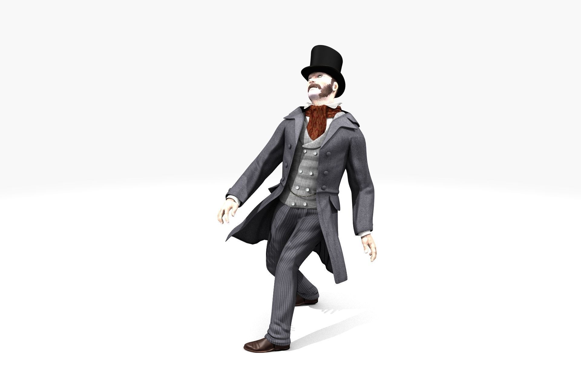 Victorian Gent Wizard - MOCAP Rig and Motion Capture Data Low-poly 3D model_29