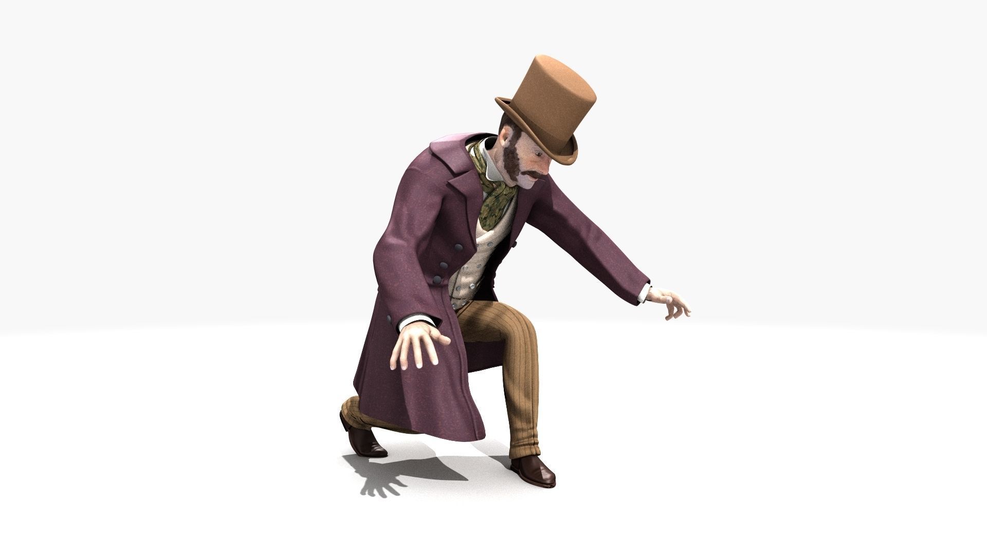 Victorian Gent Wizard - MOCAP Rig and Motion Capture Data Low-poly 3D model_22