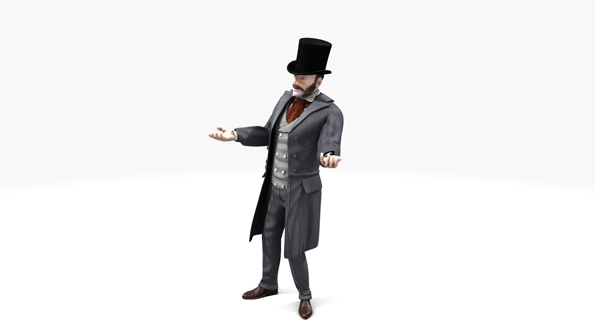 Victorian Gent Wizard - MOCAP Rig and Motion Capture Data Low-poly 3D model_37