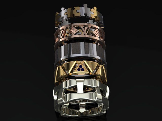 fashion ring set 3D Model Collection_10