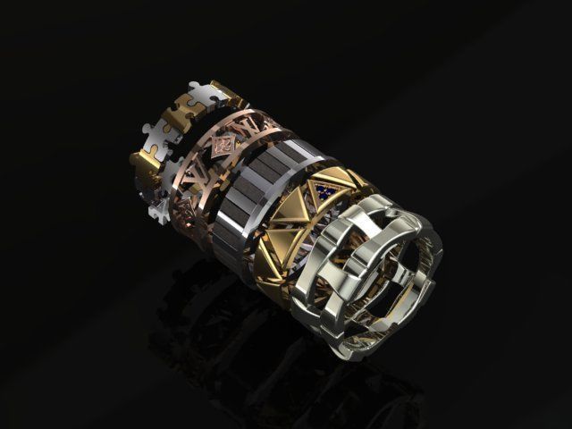 fashion ring set 3D Model Collection_6